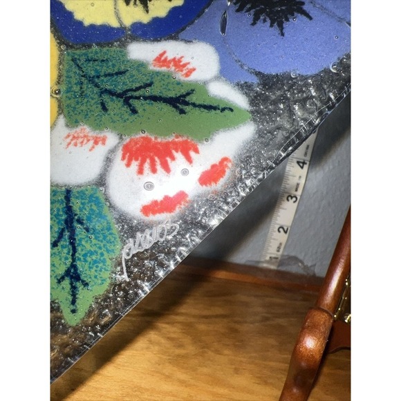 10" Peggy Karr Fused Glass Bowl - Valentine's Heart w Roses - NWOT - - Picture 2 of 3